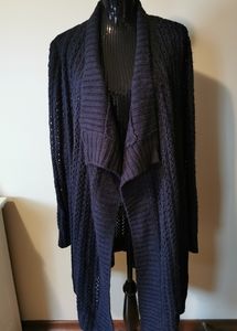 NYDJ Navy Blue Crochet Cardigan Sweater Size XL